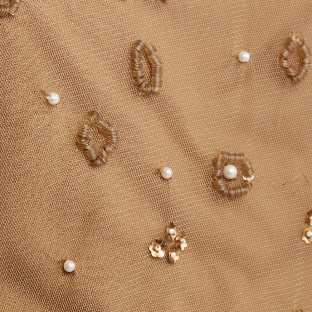 Farm Rio Embroidered Tulle Lined Blouse in Caramel - Picture 6 of 6